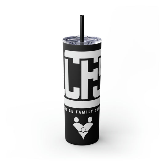 Skinny Tumbler with Straw, 20oz Black